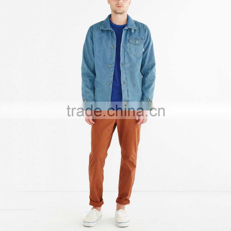 blue washed custom denim jacket men old style with buttons