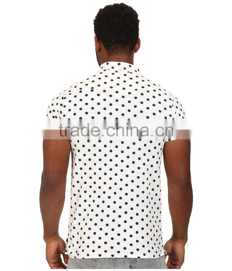 Latest design mens short sleeve custom dot funny polo shirt