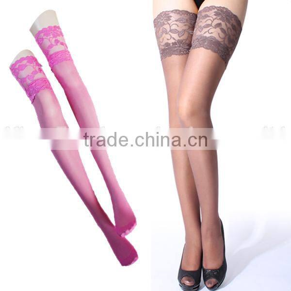 Ultra-thin women's thigh stockings white lace