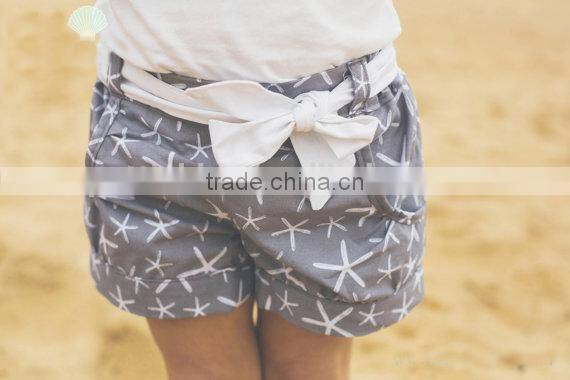 Grey baby shorts printed cotton baby clothes children clothing match white belt china wholesale