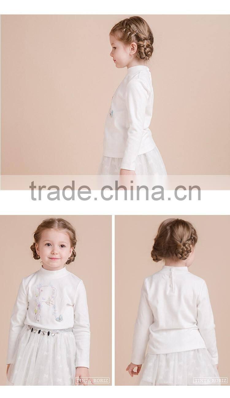 2017 Spring Children t Shirt With Flower Patterns For Girls Long Sleeves Kids t Shirt