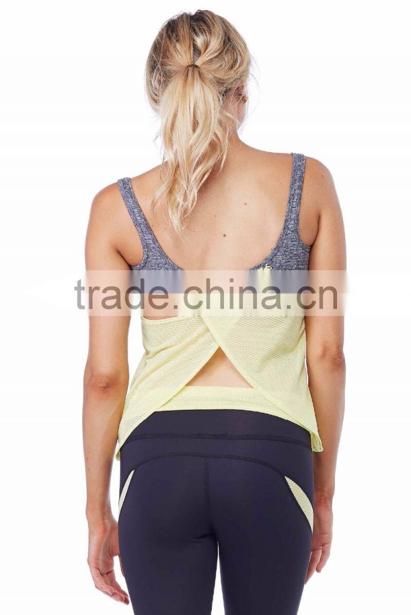 2016 womens fitness gym tank top sport wear deep cut gym tank top