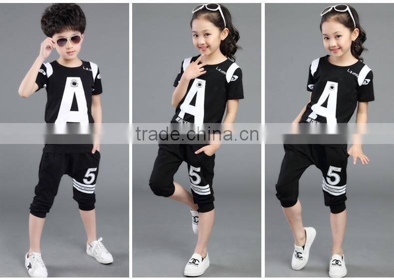 boys and girls letters printed two-piece sports suits for summer