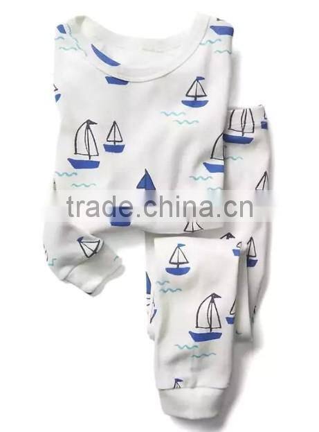 Boys short sleeve printed white top and allover bug printed pant pj set