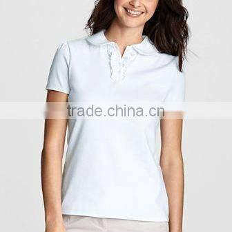 WOMEN'S POLO SHIRT WITH RUFFLE PLACKET
