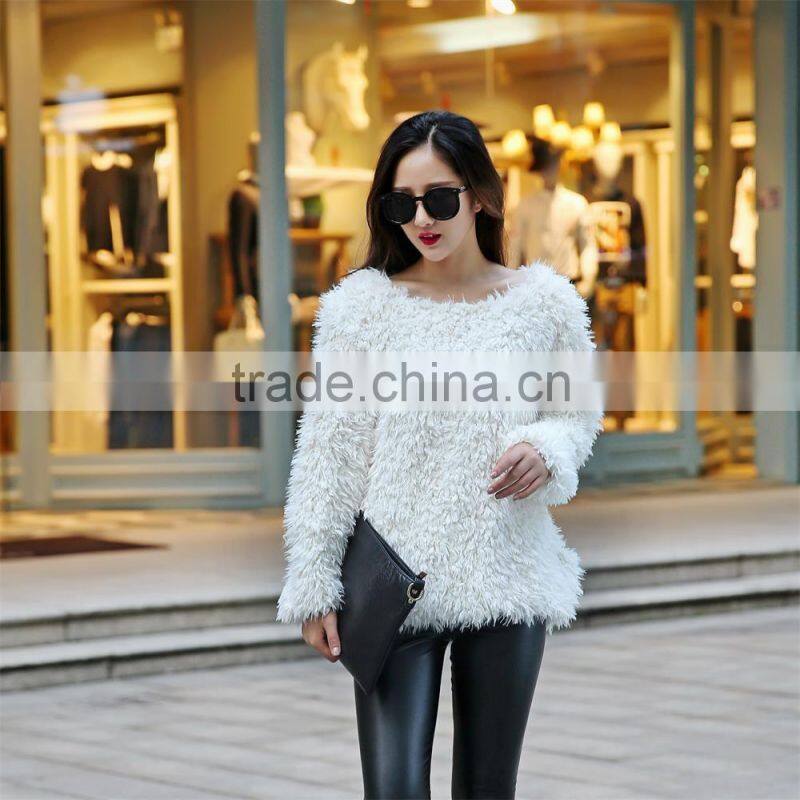 2015 Plus Size Faux Fur Coat Women Fashion Slim Fur Leather grass Long-Sleeved Sheep Wool Coat Female Casual Out Wear