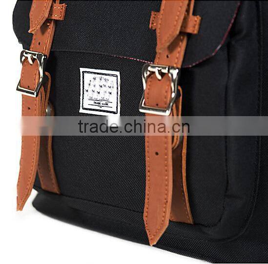America Black 24L Backpack leather straps korean style backpack manufacturers china