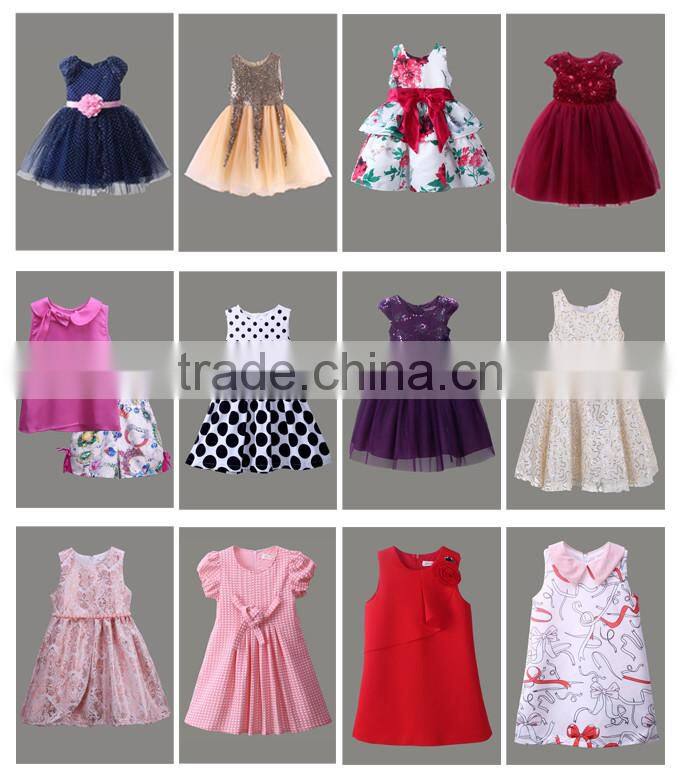 Hot Selling Red Girls Dresses Decorated With Big Flower Fashion Solid Kids Vestido Wholesale Child Wear