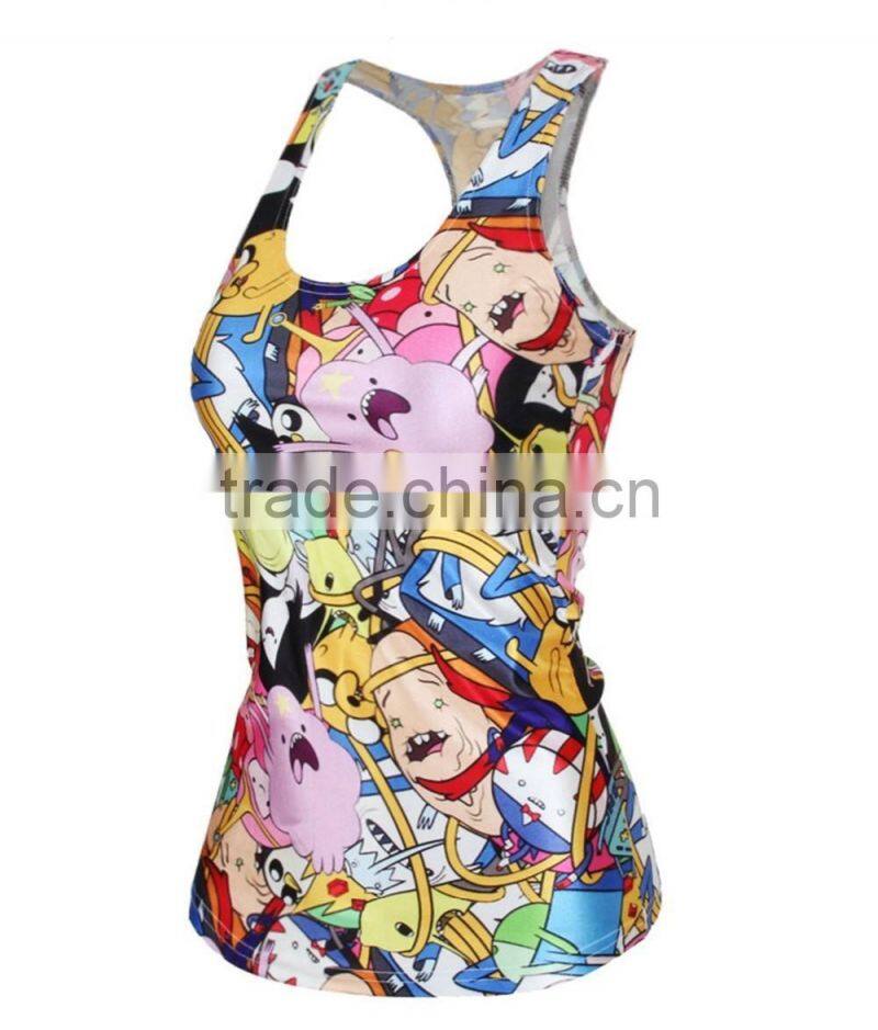 Top Fashion Women's Sublimation Printed Sleeveless T Shirt Vest Tank Tops sports clothes