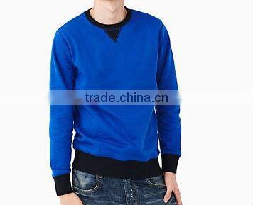 Crew neck plain blue pullover sweatshirt hoody without hood