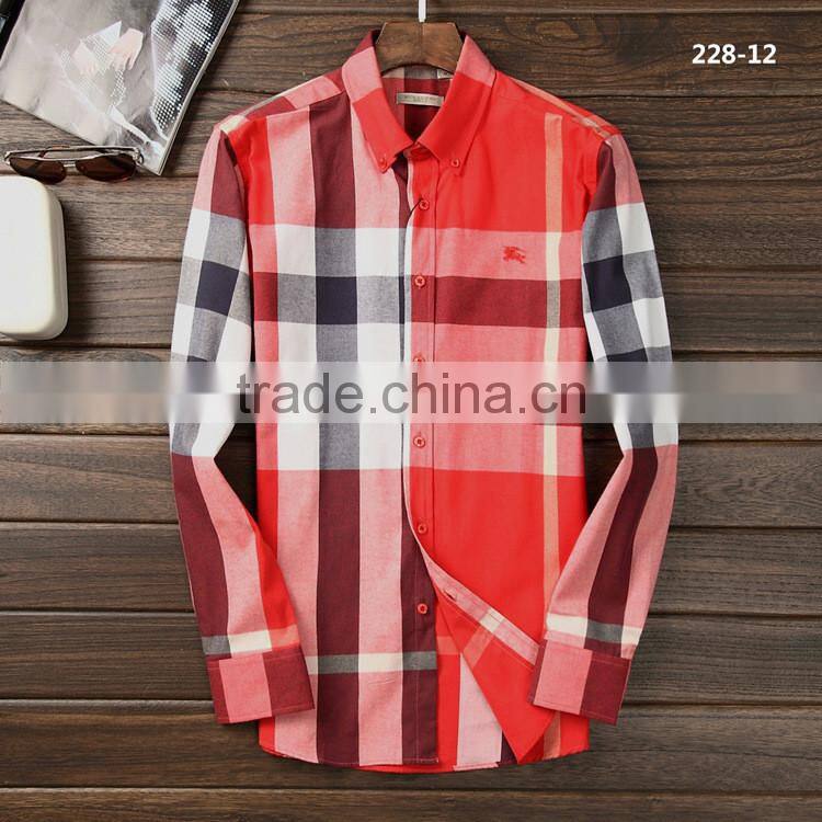 OEM service new check pattern basic brand logo men formal shirt in bulk