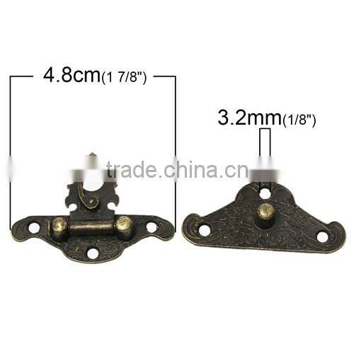 Antique Bronze Flower Pattern Jewelry Wooden Box Lock Latch Lock Decorative 4.8cmx3.8cm