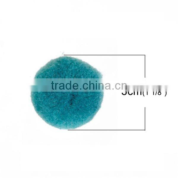 Cashmere Pom Pom Balls DIY Craft Decoration Peacock Green Round 30mm Dia.