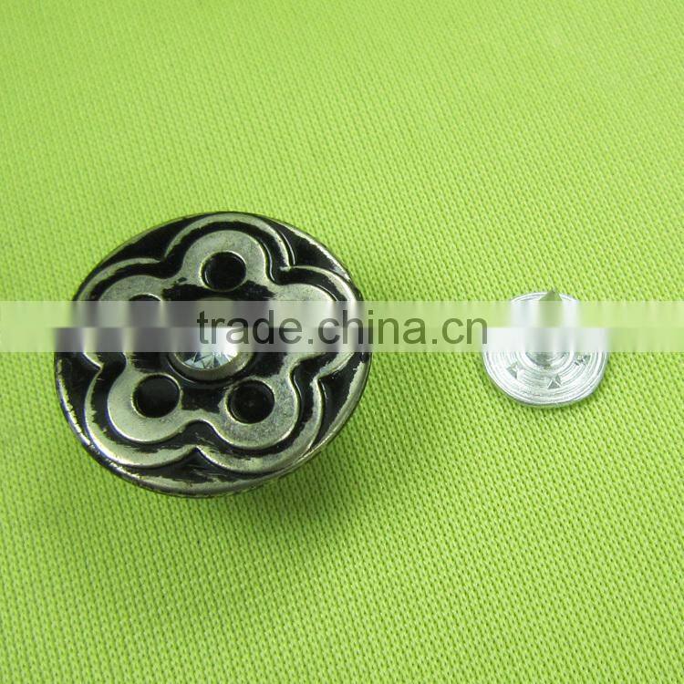 rhinestone jean button for jacket polished shine bright metal button for jeans 12years experience