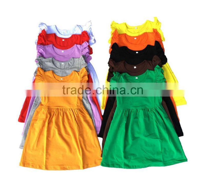 Wholesale children flutter sleeveless dress baby girls cotton ruffle dressess kids boutique clothes