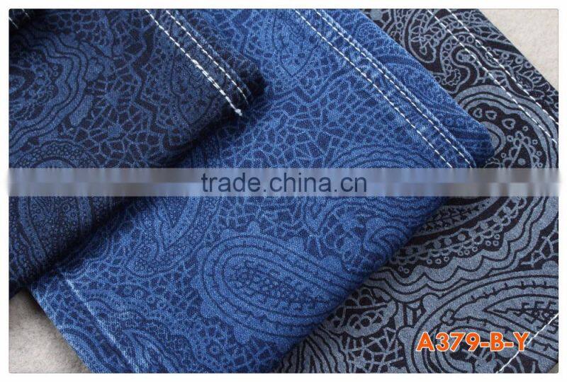 A379-B-Y10.5oz fashionable printed denim fabric made in China