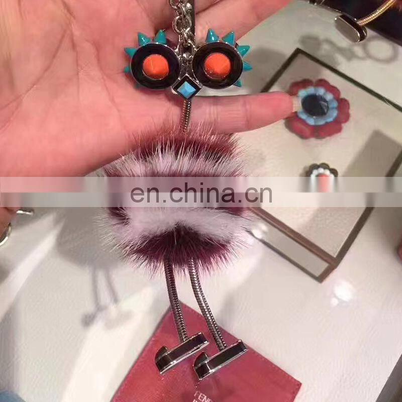 Fluffy and Lovely 2016 New Style Robot Keychain Mink Fur Accessories
