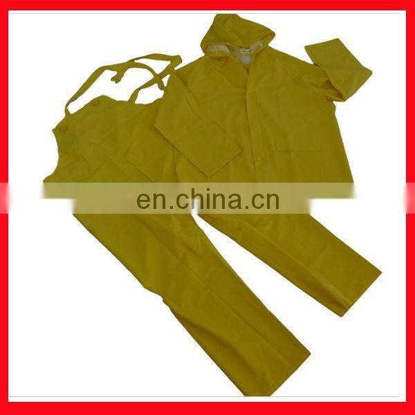 yellow pvc raincoat/hooded long raincoat for men