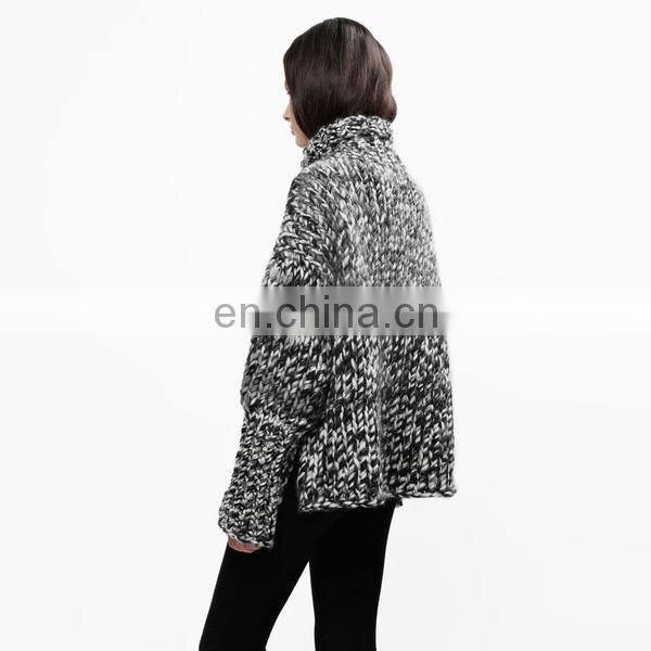 Women Woolen Handmade Kintted Pullover Oversized Chunky Turtleneck Sweater