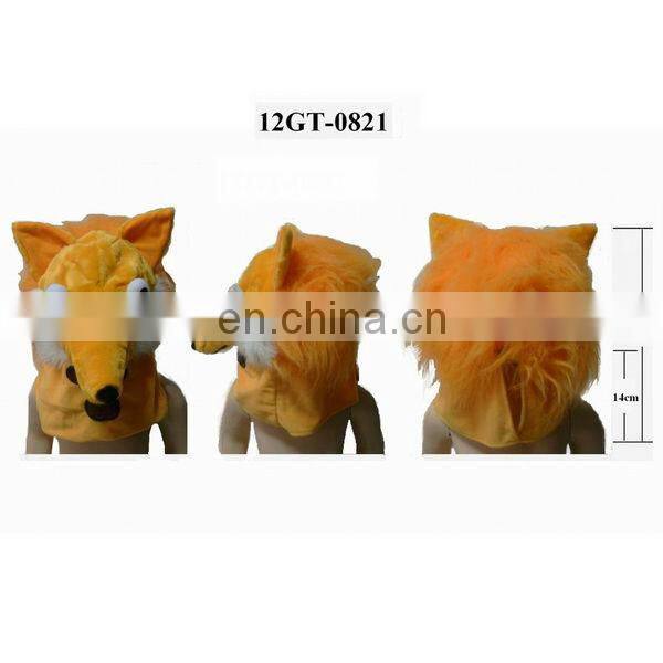 plush orange fox animal head masks for party,animal Halloween mask with awesome eyes and mesh design for kids