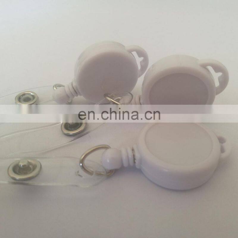 small size retractable yoyo ID badge reel in solid white color