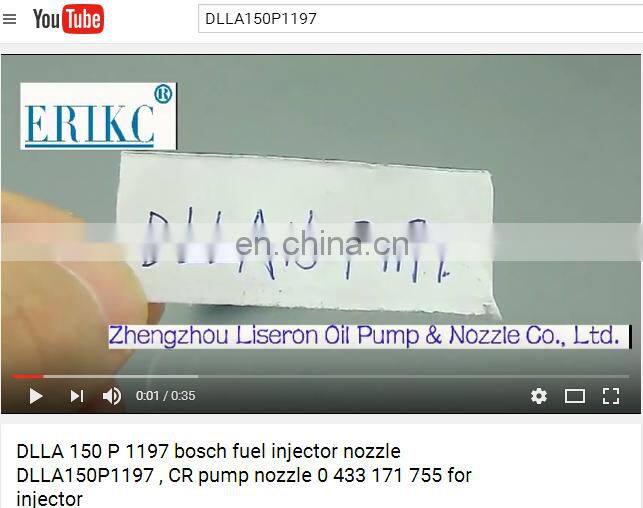 ERIKC DLLA 150 P 1197 diesel fuel nozzle 0433171755 , DLLA 150 P1197 Car Parts Injector Nozzle DLLA 150P 1197 for 0445110729