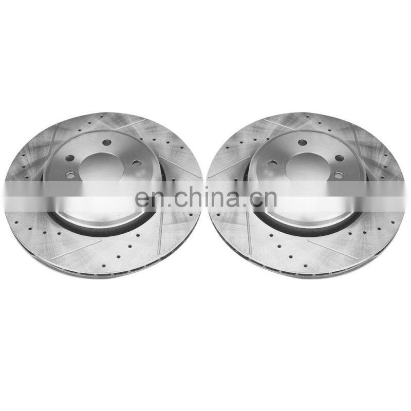 Rear Drilled And Slotted Brake Rotors For BMW 535i 545i 550i 645Ci 650i E60 34216763827