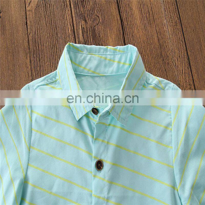 Boy Summer Outfit Kids green short sleeve T-shirt + white suspender shorts 2pcs Clothing Set for 3-8T