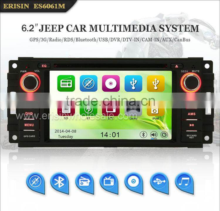 Erisin ES6061M 6.2 inch 1 Din Car DVD Navigation for Jeep Wrangler 300C