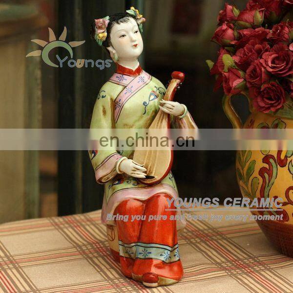Chinese Hand Maded Ceramic Antique Colorful Porcelain Figure Statues