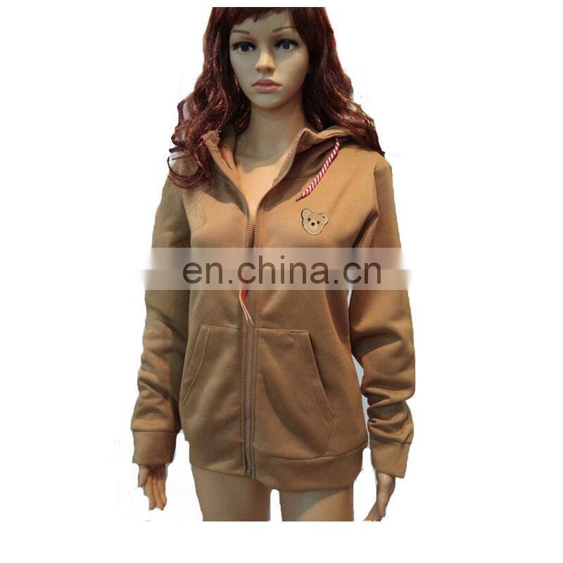 Wholesale custom brand ladies plus size casual top crop hooded slim cardigan jacket DIY guillotine bear