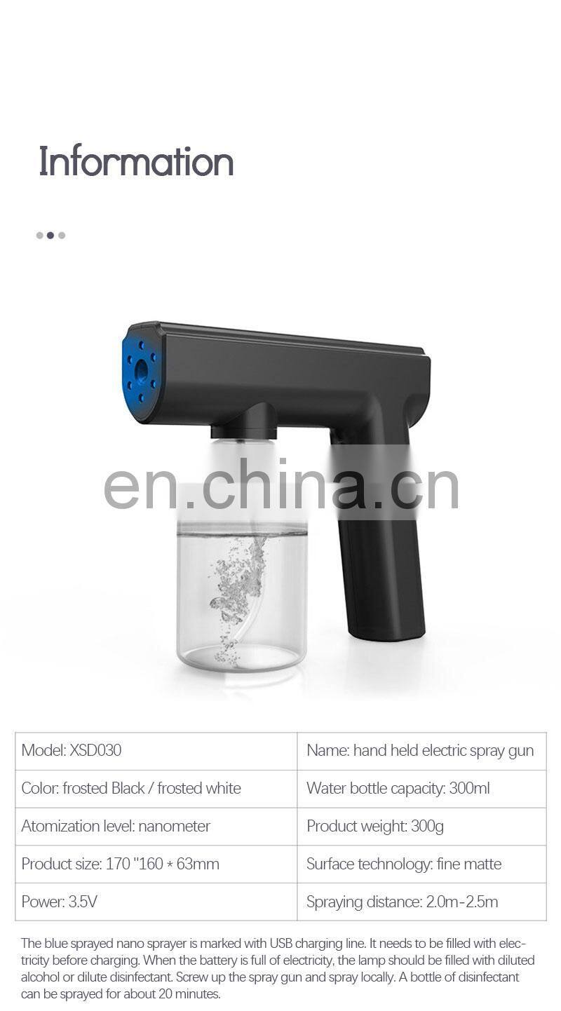 Wholesale Disinfection Spray Gun USB Wireless Nano Sanitizing Electric Atomizer Machine Sterilize Hand Held Sprayer Black White