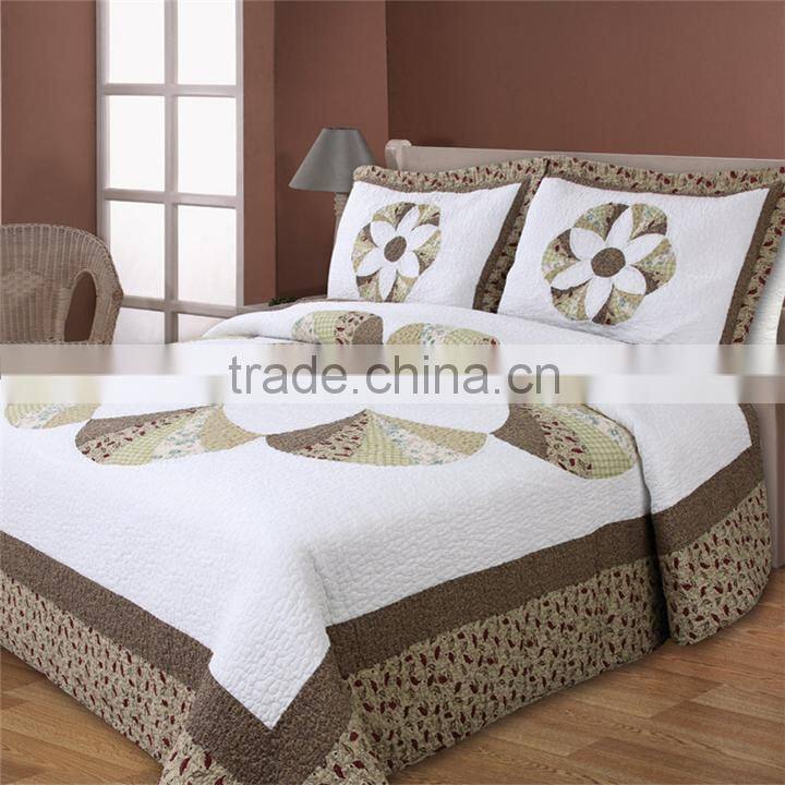 2014 new style 3pcs white polyester patchwork bedding sets