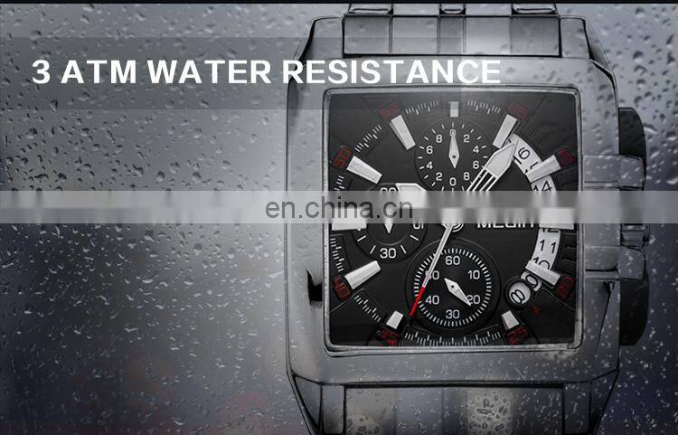 Hight Quality Megir Brand Luxury Men Watch Stainless Steel Square Quartz Watches