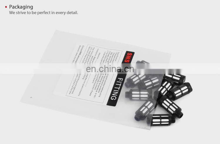 SNS PSU Series black color pneumatic air exhaust muffler filter plastic silencer for noise reducing