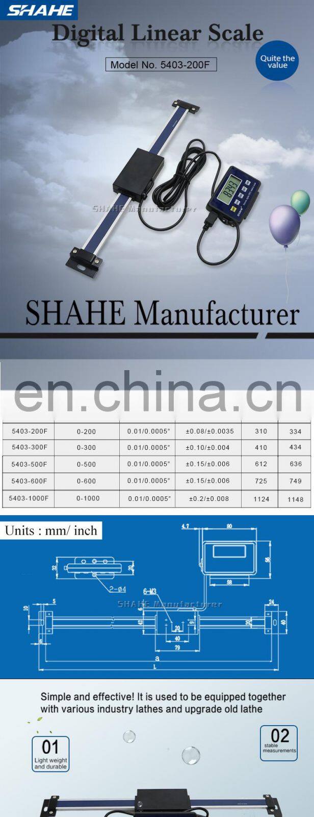 0-200 mm 0.01 mm Magnetic Remote Digital linear scale with digital readout External Display Electronic linear scale