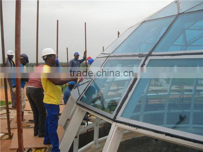 Light weight steel dome space frame for glass roof building