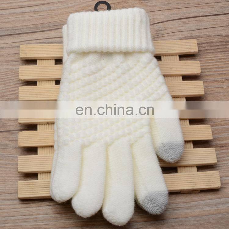 Women Men Knitted Winter acrylic Gloves Warm Thick Gloves Touch Screen Gloves