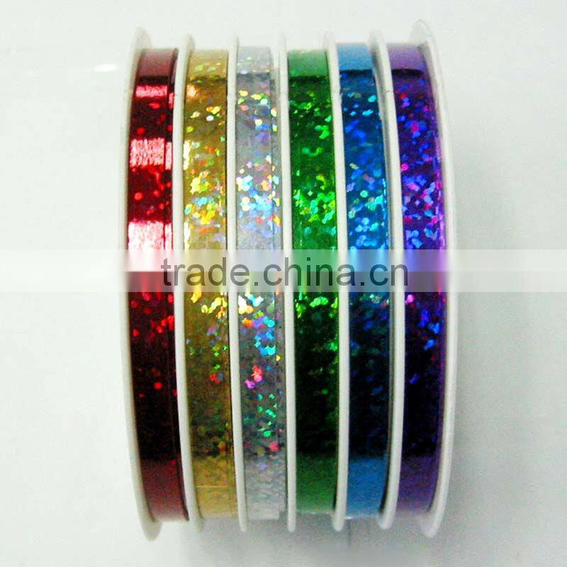 Various Pattern Holographic Plastic Laminated Ribbon/LOgo Printed Curly pp ribbon