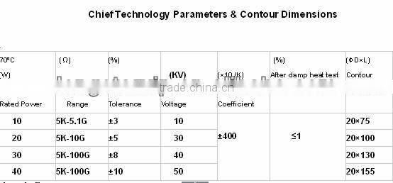 RI80B Type High Moisture Proof High Voltage Metal Glaze Film Resistors