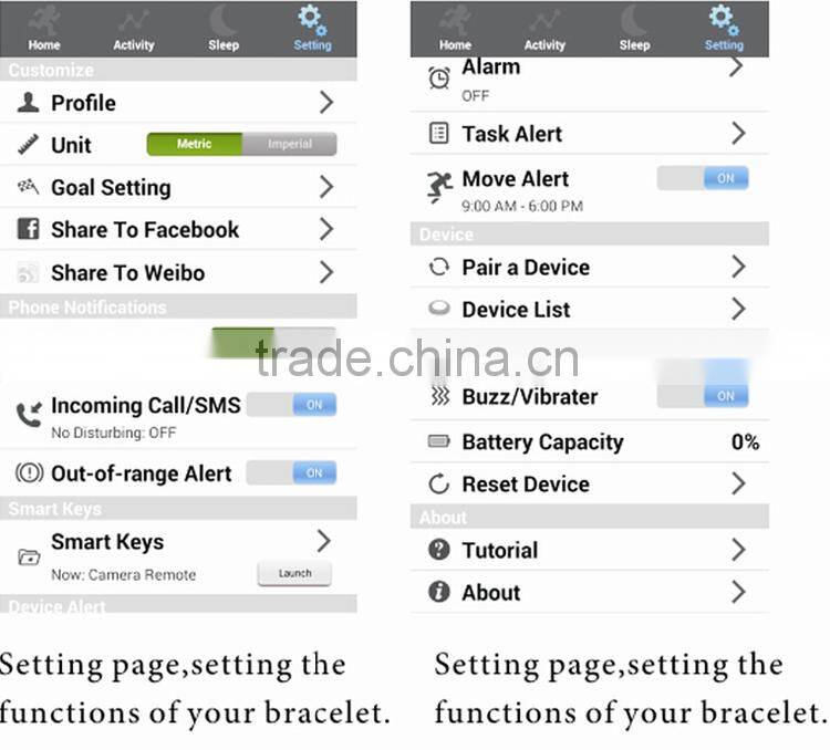 New Product Phone Camera/Video Remote Connected by V4.0 Bluetooth Standby Bracelet Watch