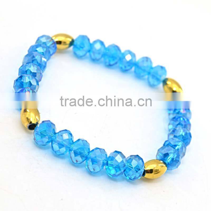 Stainless steel jewelry fashion yellow pink crystal bead bracelet