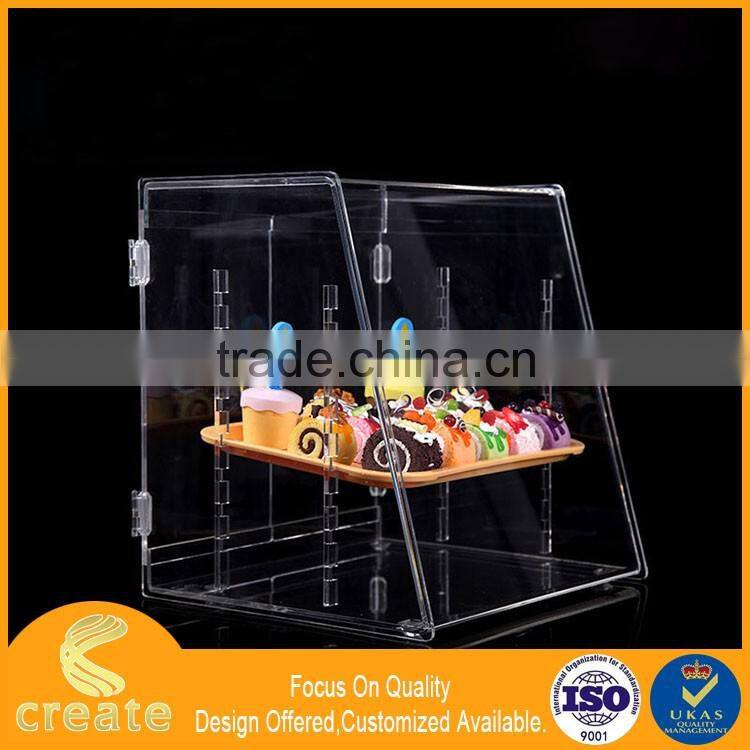 2016 New hot selling acrylic cake display cabinet case with flexible shelves