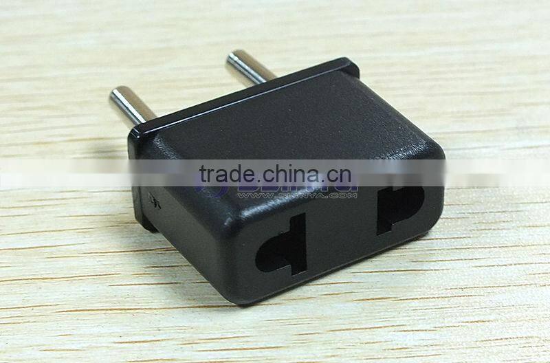 Black Copper US to EU AC Power Plug Travel Converter Adapter