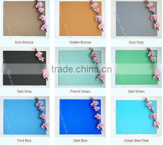 6mm green reflective glass, colored glass, large glass windows