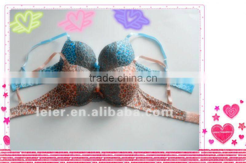 Leopard Printed Microfiber Super Push Up Bras