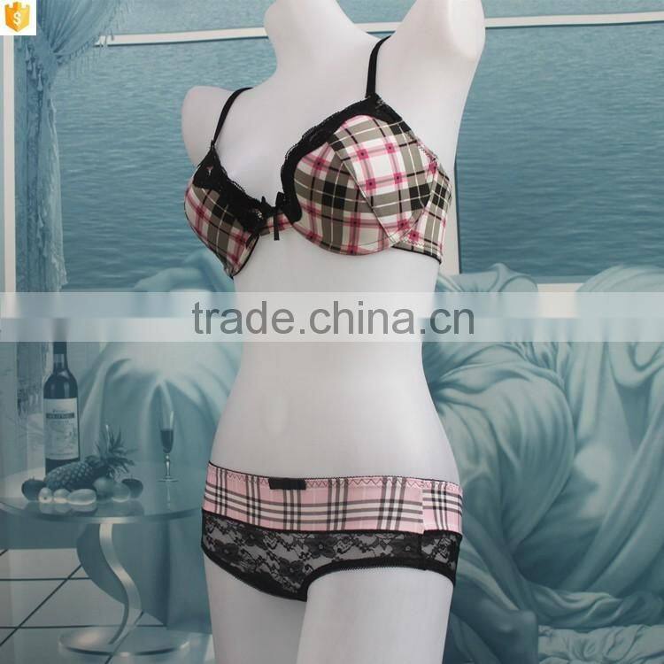Hot underwear online shopping and plaid nylon bra made in china