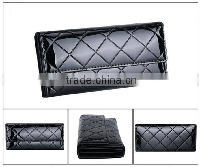 Fashion bright pu lady long wallet