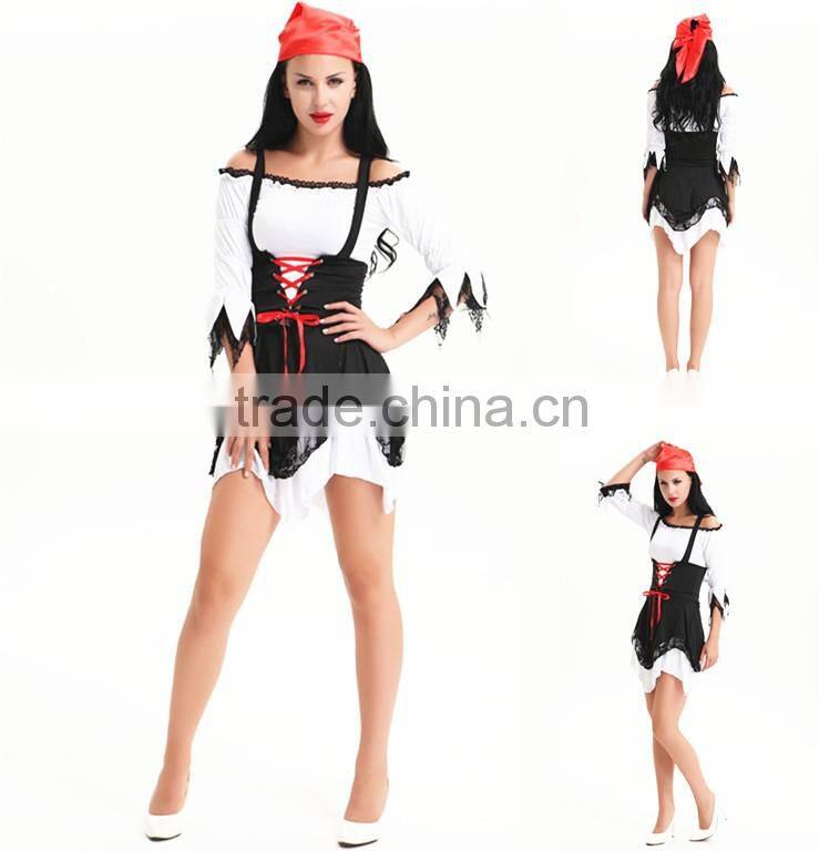 walson hot sale Ladies Pirate Wench Caribbean Buccaneer Beauty Fancy Dress Party Costume