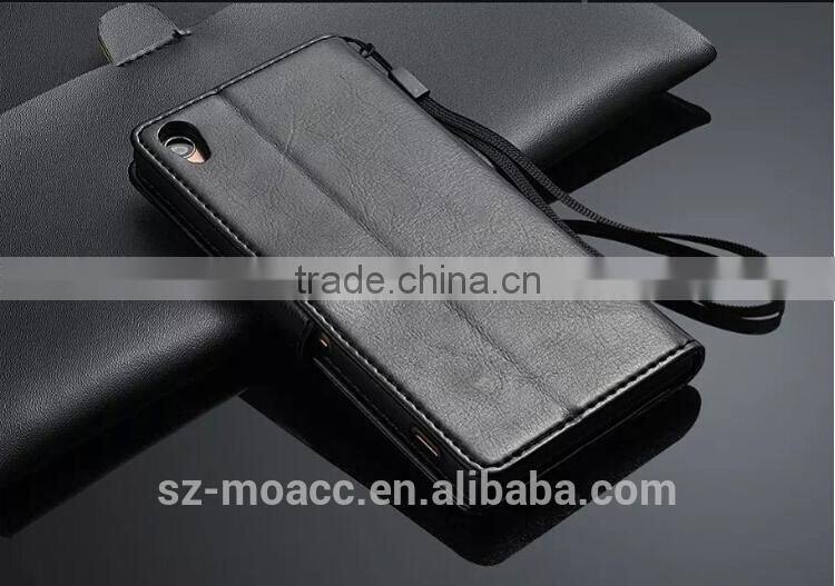 Hot selling Flip leather wallet case cover for sony xperia z3